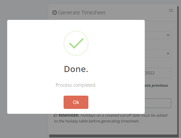 Timekeeping: Generate Timesheet (done)