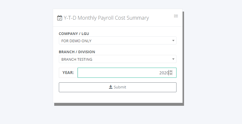 Executives: Year-To-Date Monthly Payroll Cost Summary