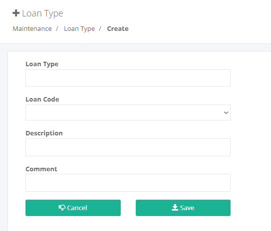 Maintenance: Create Loan Type