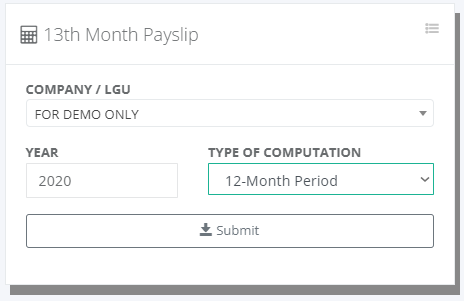 Payroll: 13th Month Pay Payslip