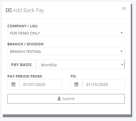 Payroll: Add Back Pay