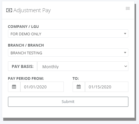 Payroll: Adjustment Pay