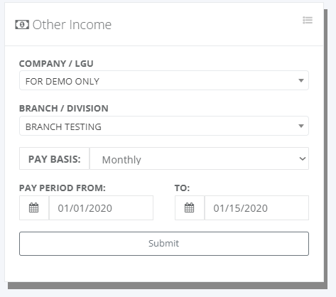 Payroll: Other Income