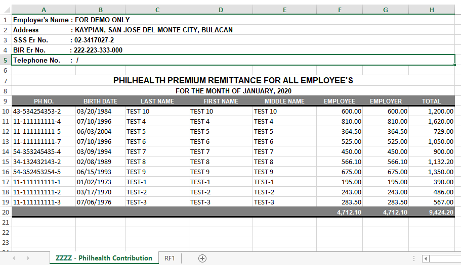 Payroll: Philhealth Contribution (Excel)