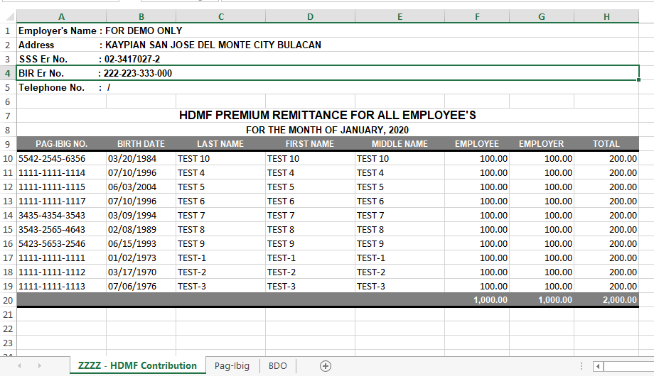Payroll: HDMF Contribution (Excel)