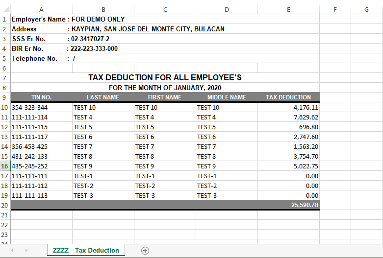 Payroll: Monthly Tax Deduction (Excel)