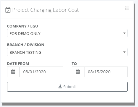 Project Charging Labor Cost Report