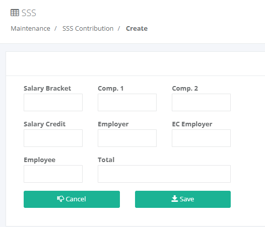 Maintenance: Create SSS Contribution