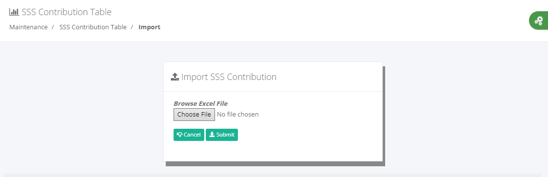 Maintenance: Import Excel to database