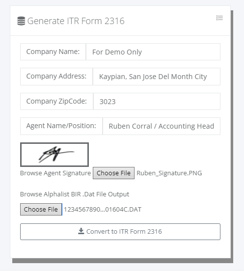 Accounting: Alphalist Dat File to ITR Form 2316 Output