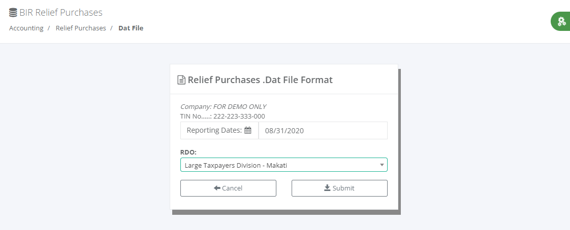 Accounting: BIR Relief Purchases (Process)