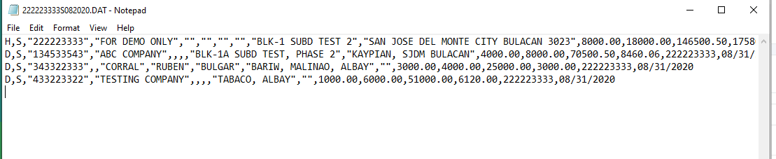 Accounting: BIR Relief Sales (Dat File)