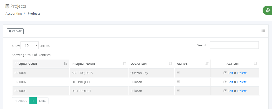 Accounting: Project Master Data