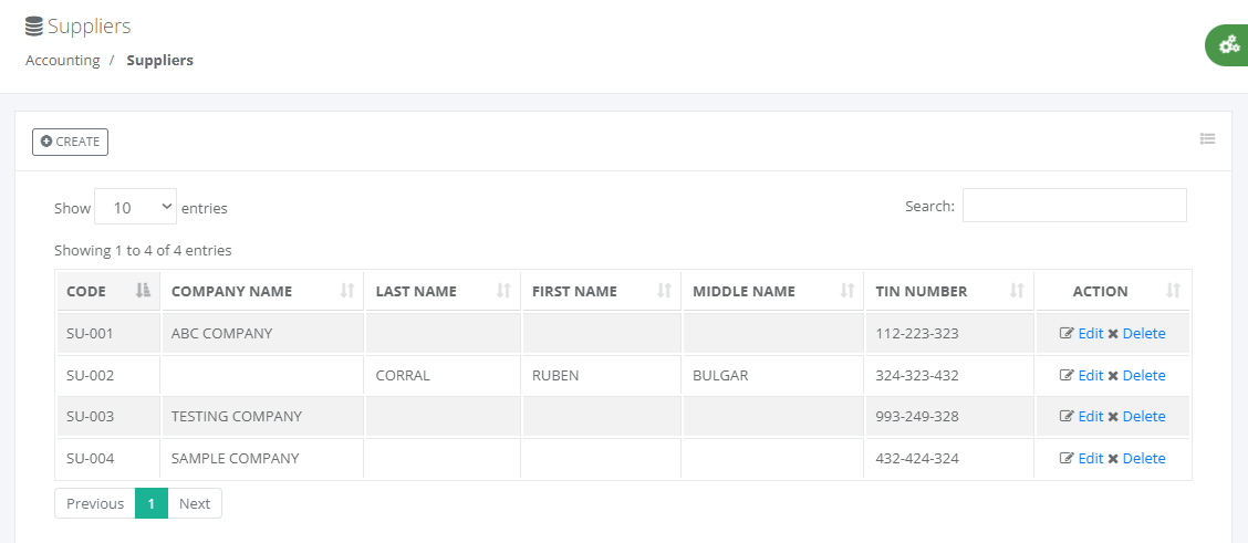 Accounting: Supplier Master Data