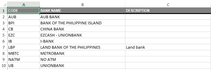 Maintenance: Bank Export to Excel