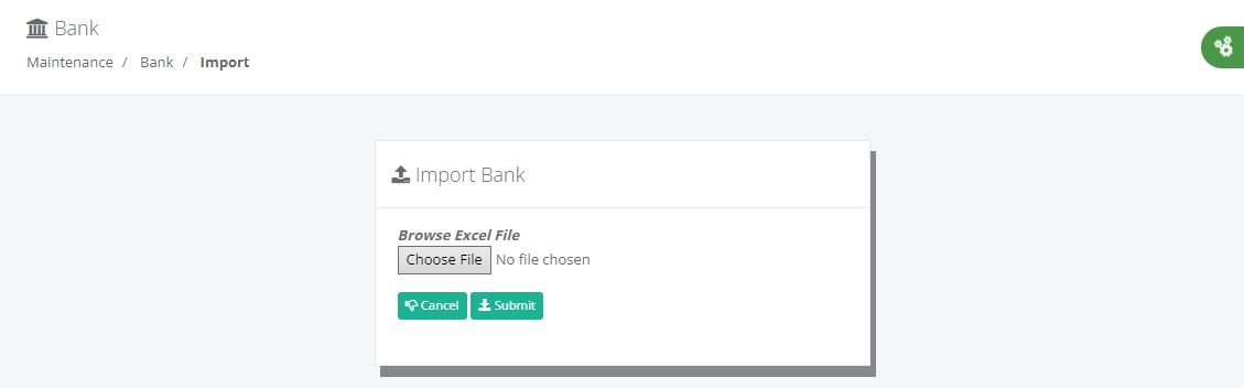 Maintenance: Import Excel to database