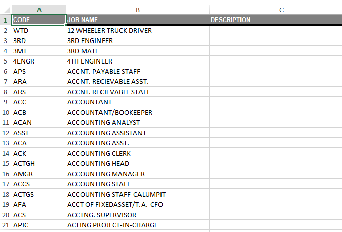 Maintenance: Designation Export to Excel