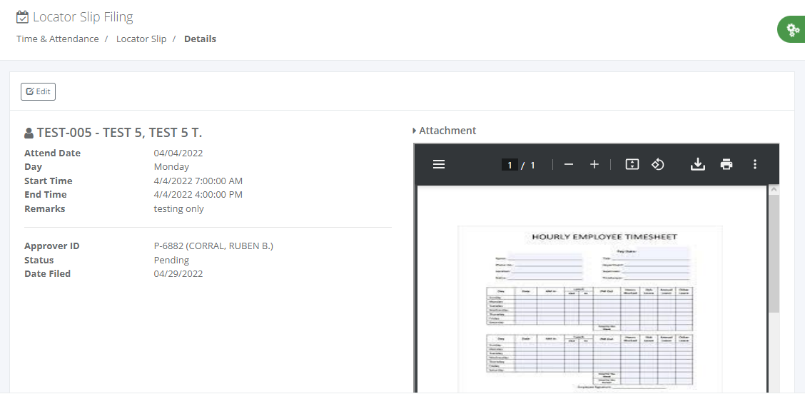 Timekeeping: Locator Slip Filing (details)