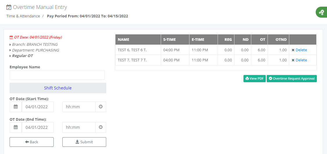 Timekeeping: Overtime Filing (data capture)