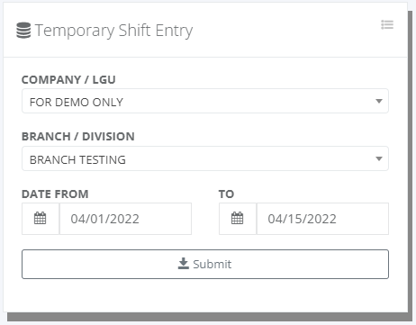 Timekeeping: Temporary Shift Filing