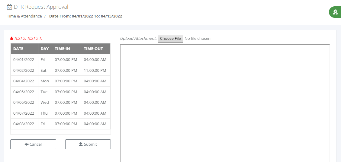 Timekeeping: Timesheet Filing (request approval)