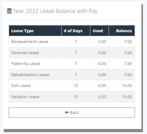 Online Filing: Leave Balance