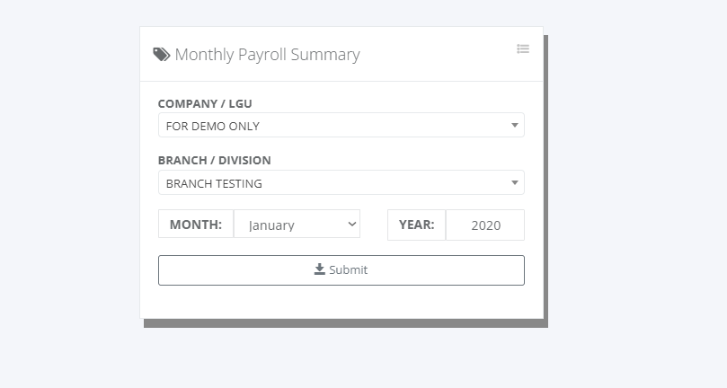 Payroll: l Monthly Summary