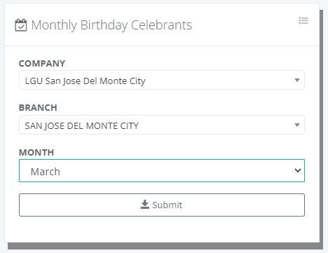 HRD Reports: Monthly Birthday Celebrant