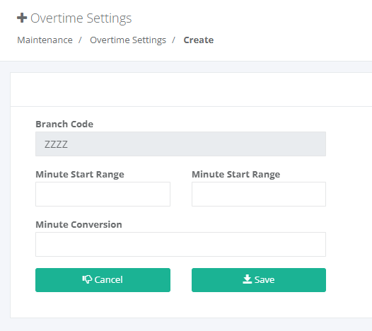 Maintenance: Create Overtime Settings