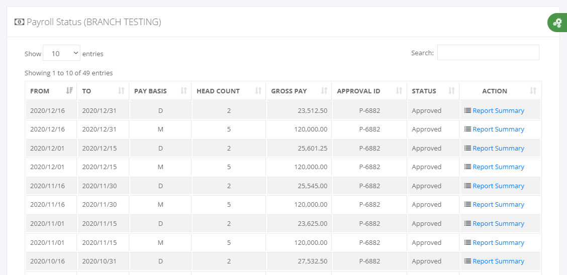 Payroll: Process Status Monitoring