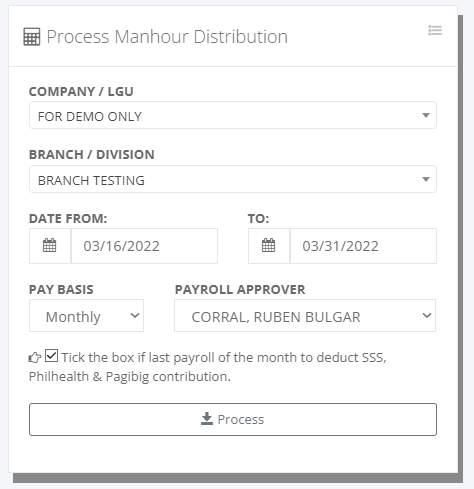 Payroll: Process Manhours Distribution