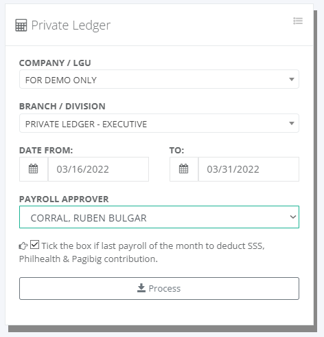 Payroll: Process Private Ledger