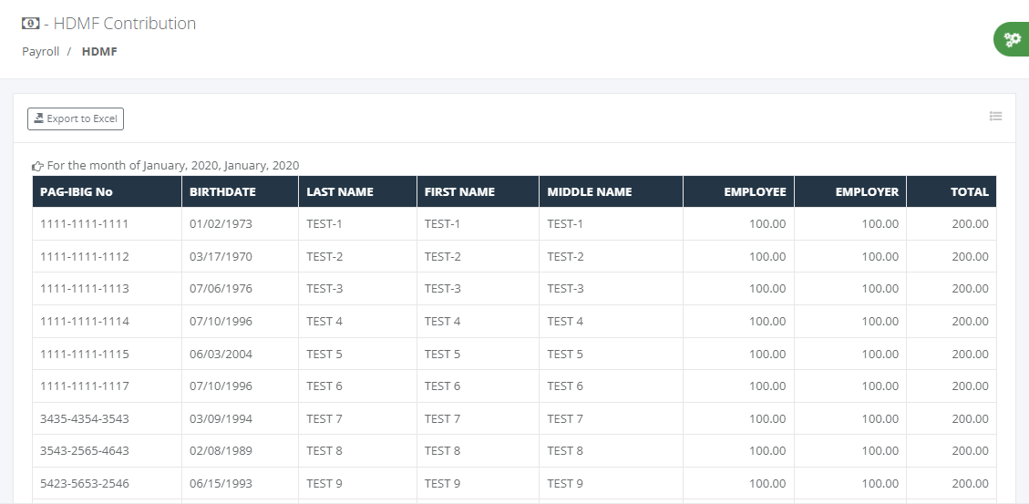 Payroll: HDMF Contribution (List)