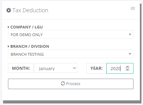 Payroll: Monthly Tax Deduction