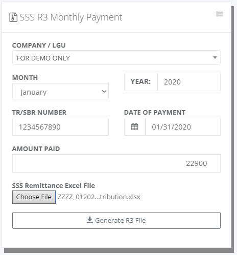 Payroll: SSS R3 File Generator