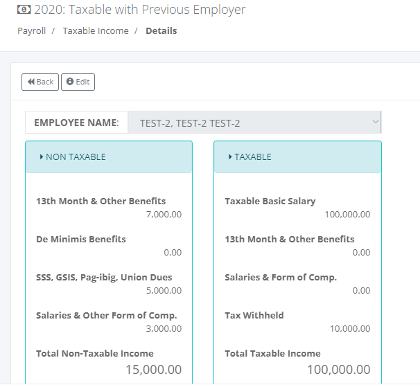 Payroll: Employees Taxable with Previous Employer (Details(