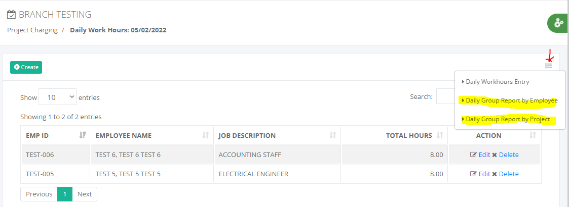 Project Charging: Daily Working Hours (generate report)