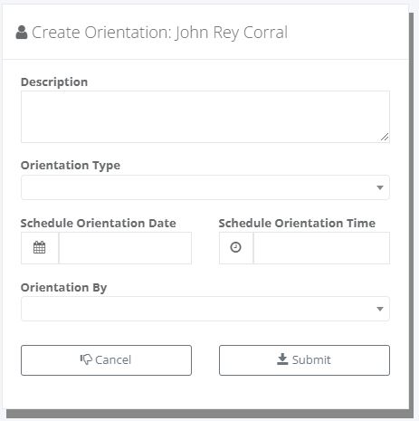 Recruitment: Job Orientation (Create)