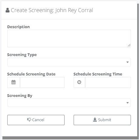 Recruitment: Job Screening (Create)