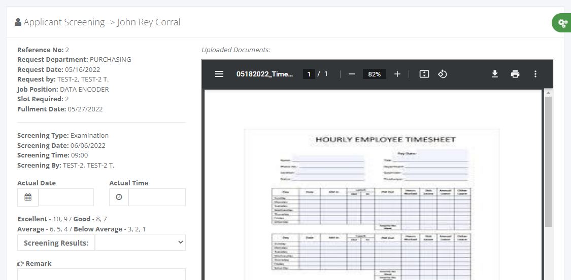 Recruitment: Job Screening Results