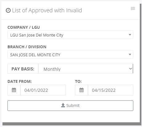 Timekeeping Report: Approved Invalid Timesheet