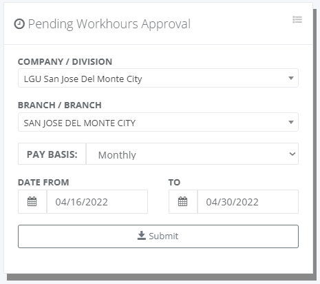 Timekeeping: Pending Status Workhours Approval