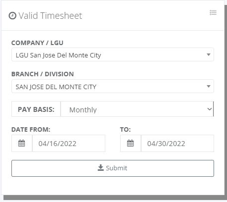 Timekeeping Report: Valid Data