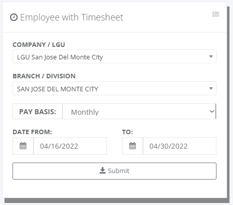 Timekeeping Report: With Timesheet