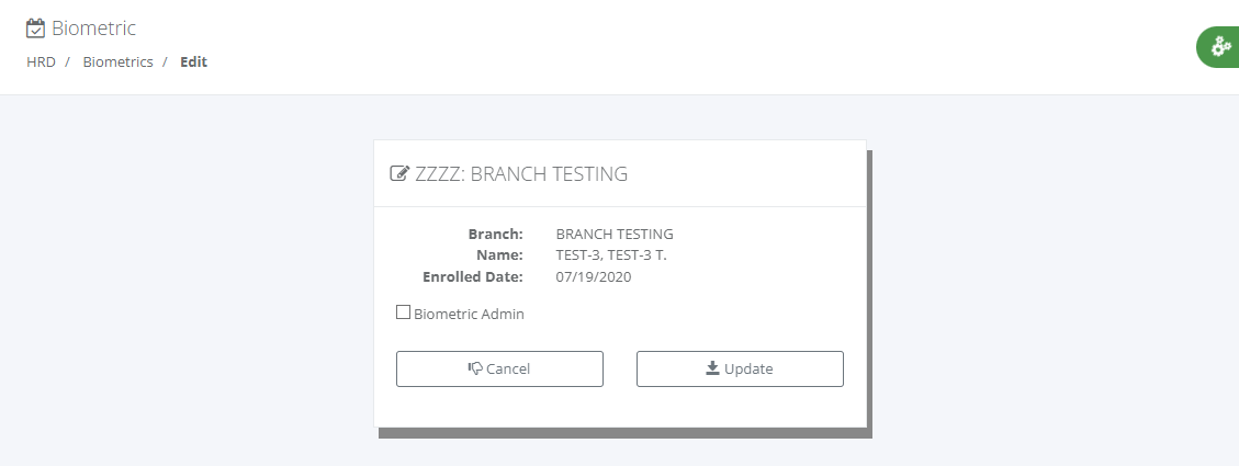 Tools: Biometric (Create)