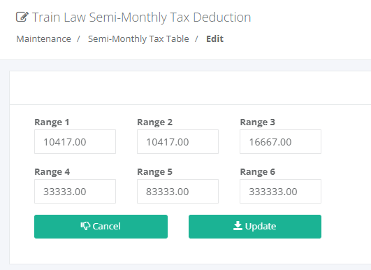 Maintenance: TRAIN Law Tax Deduction Semi-Monthly